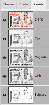 Farbkanäle in CMYK - Photoshop-Screenshot